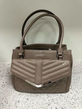 Nine West NWT Taupe Quilted Satchel Handbag